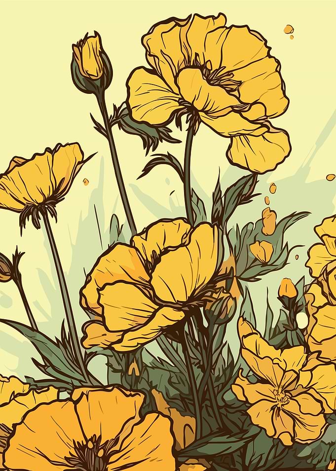 Yellow Flowers with Green Stems
