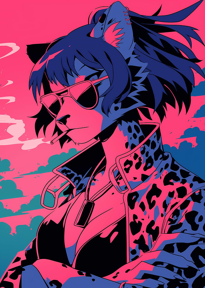 Anime Leopard Woman with Sunglasses