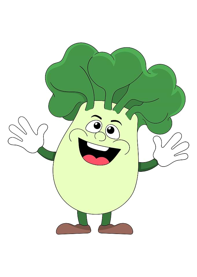 Happy Bok Choy Character Waving