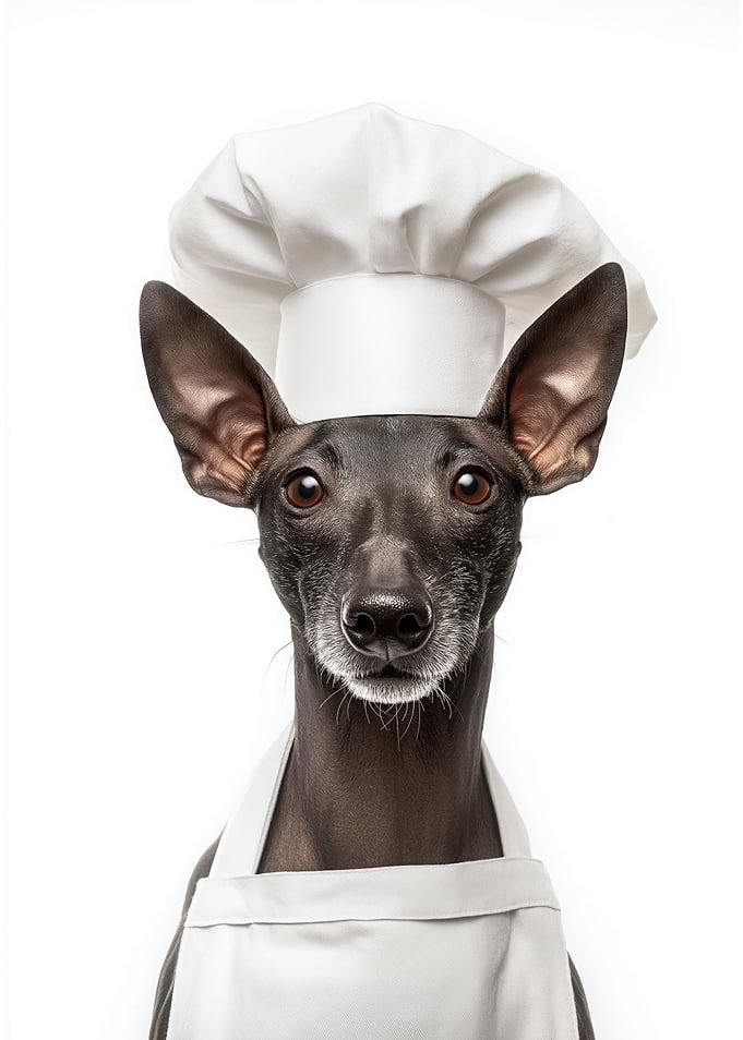 Xoloitzcuintli Dog Chef with Chef Hat and Apron