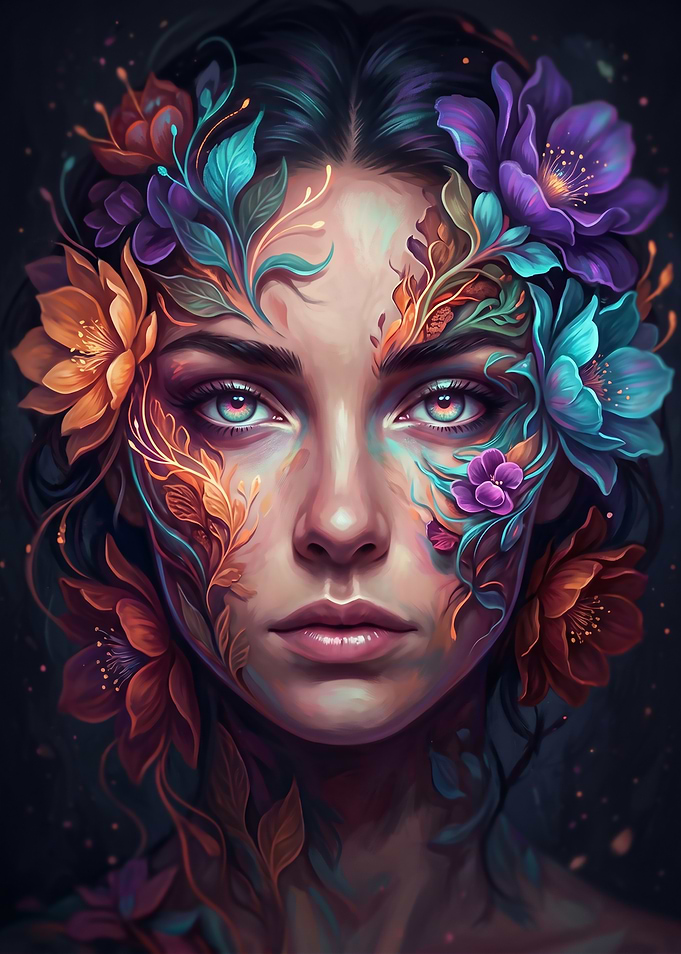 Woman with Floral Face Art