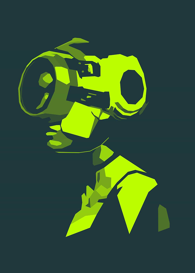 Stylized Mecha Cyborg Head Futuristic Cybernetic Warrior