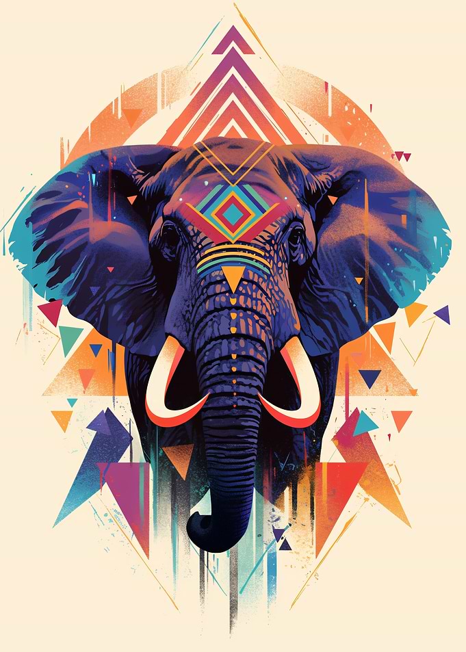 Tribal Elephant with Geometric Patterns