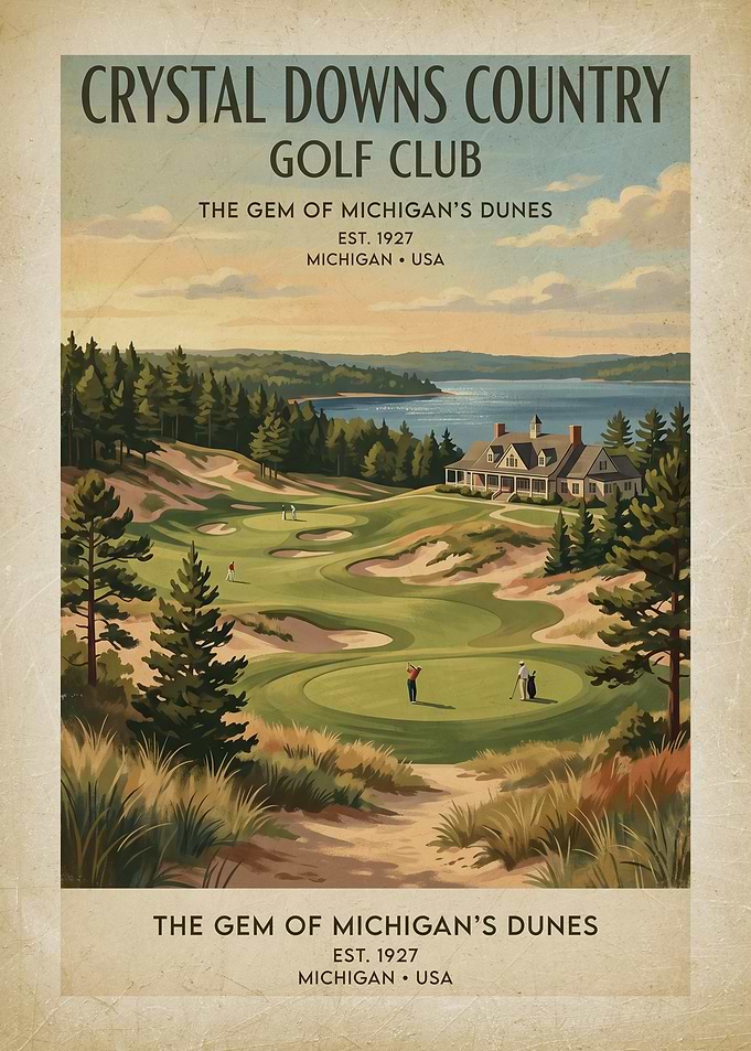 Crystal Downs Country Golf Club Vintage Poster