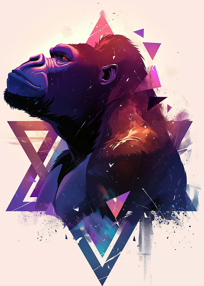 Geometric Gorilla Portrait