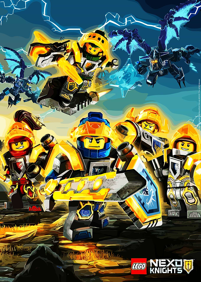LEGO Nexo Knights battling dragons