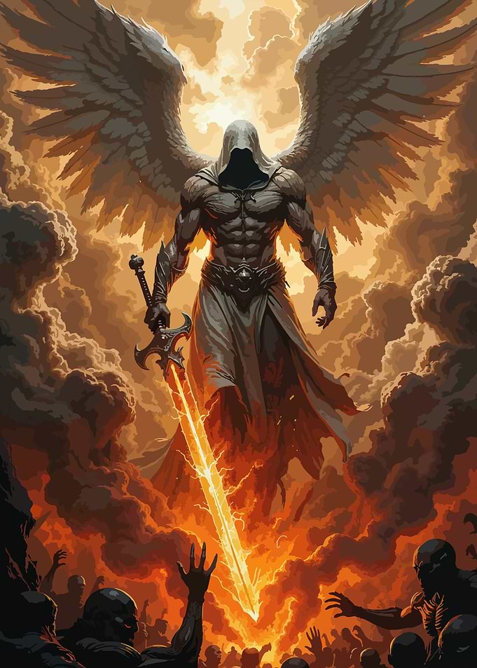 Angelic Warrior with Fiery Sword