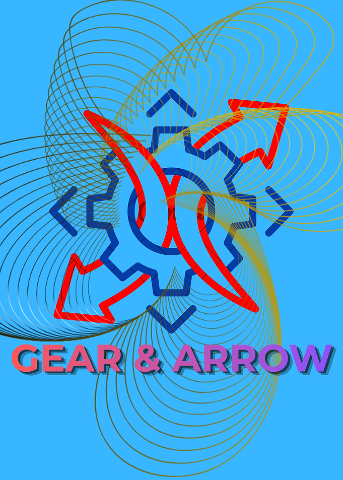 Gear and Arrow Abstract Design