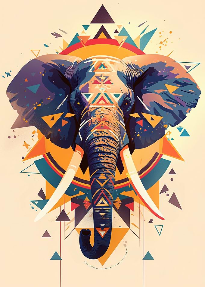 Geometric Elephant Portrait