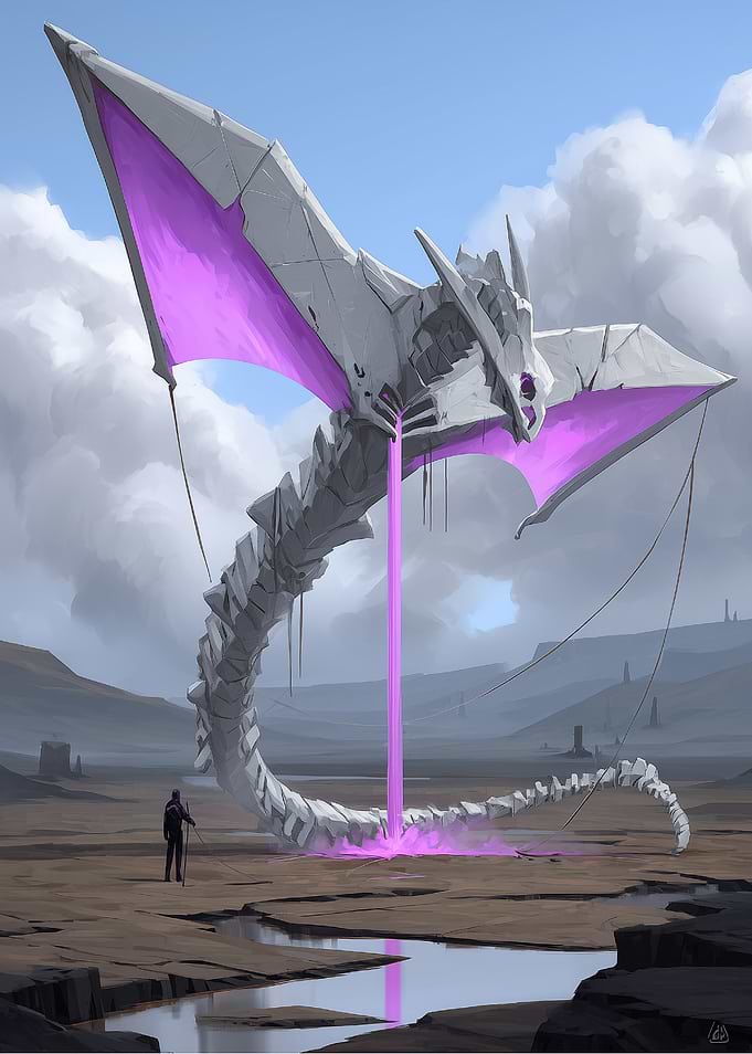Mechanical Dragon with Purple Energy