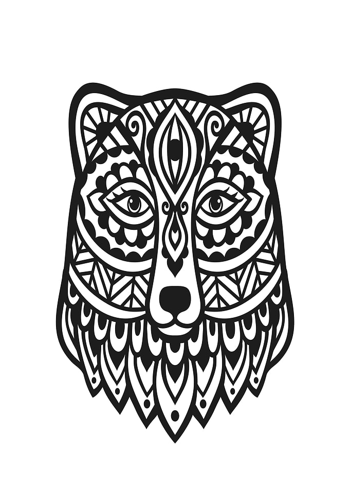 Ornate Wolf Head Illustration