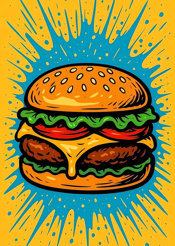 Pop Art Burger Illustration