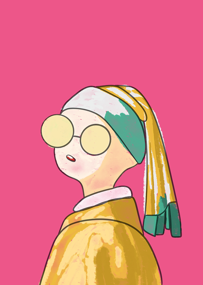 Cartoon Girl with Pearl Earring
