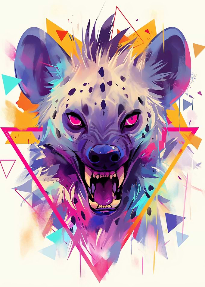 Aggressive Hyena with Geometric Shapes