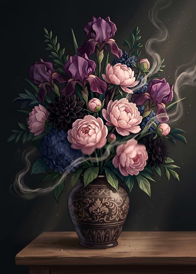 Ethereal Floral Still Life in Vase
