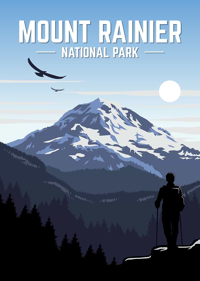 Mount Rainier National Park Vintage Poster