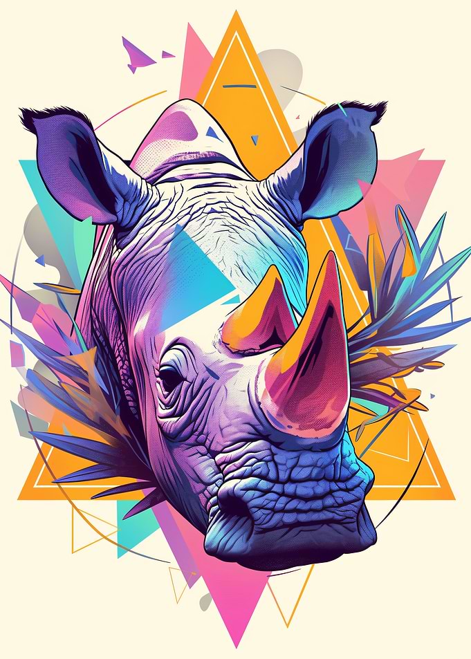 Stylized Rhinoceros Head with Geometric Shapes