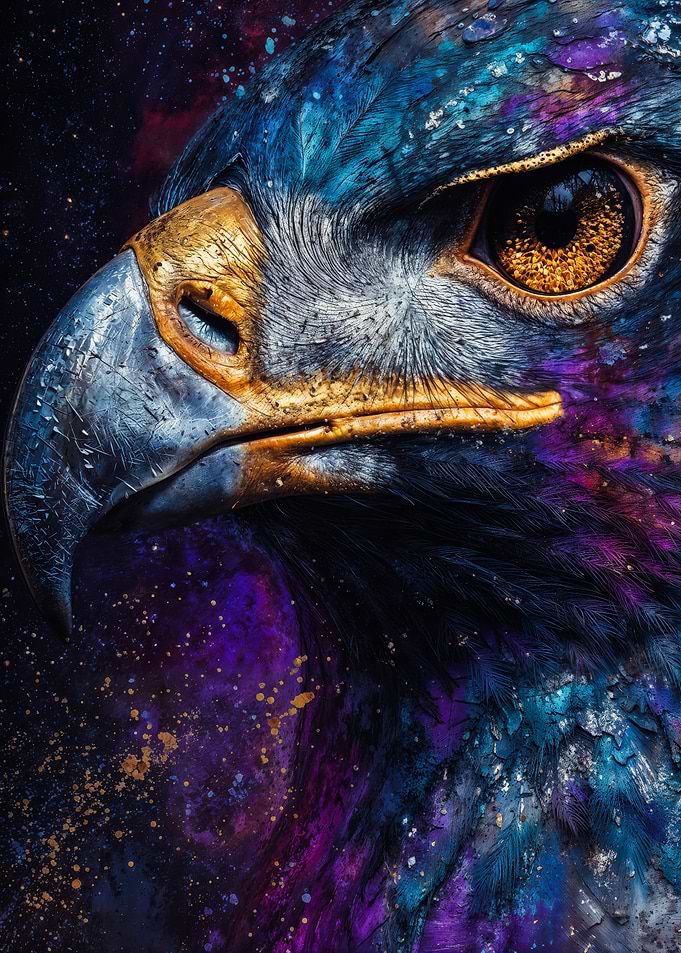 Cosmic nebula eagle portrait illustration