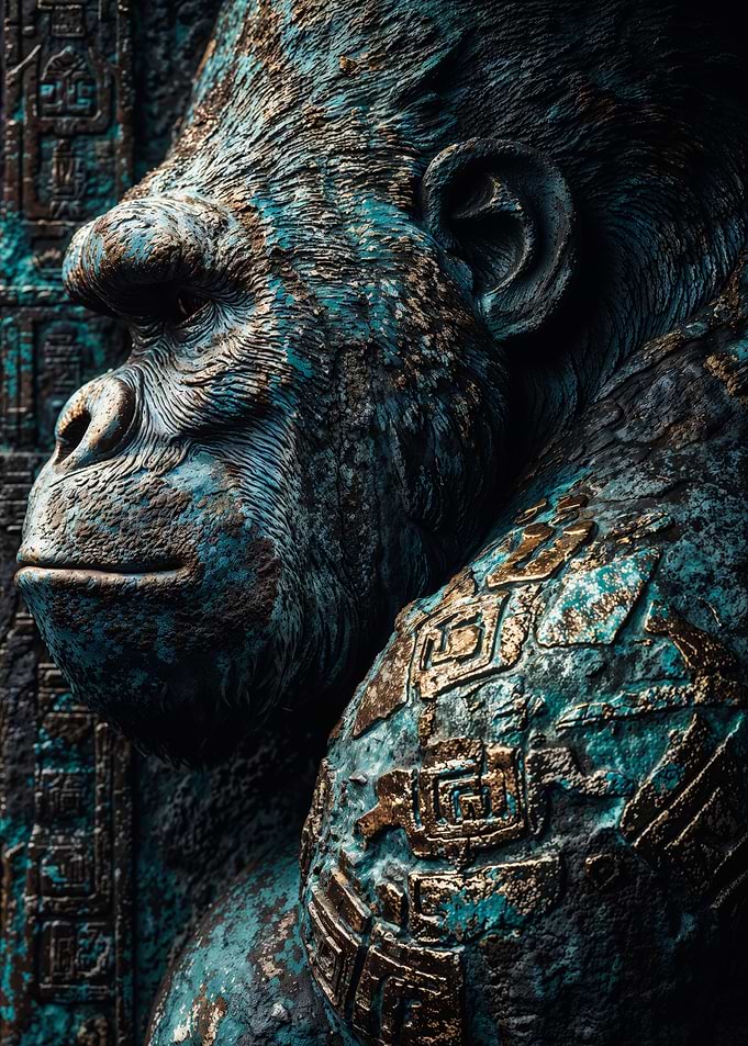 Ancient Gorilla Stone Relief Art