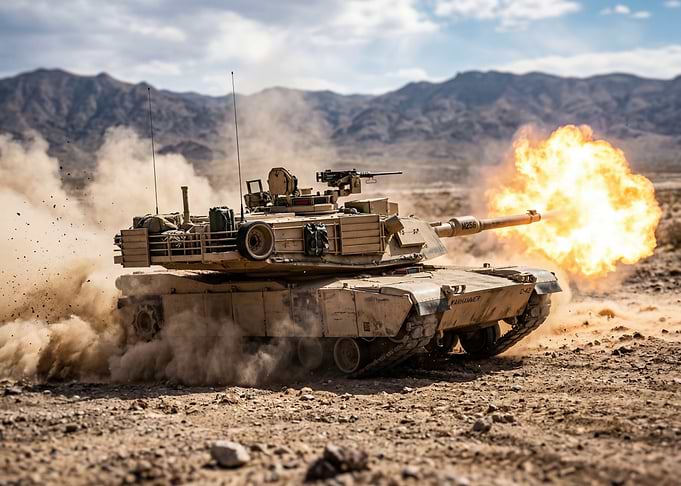Tank Firing in Desert