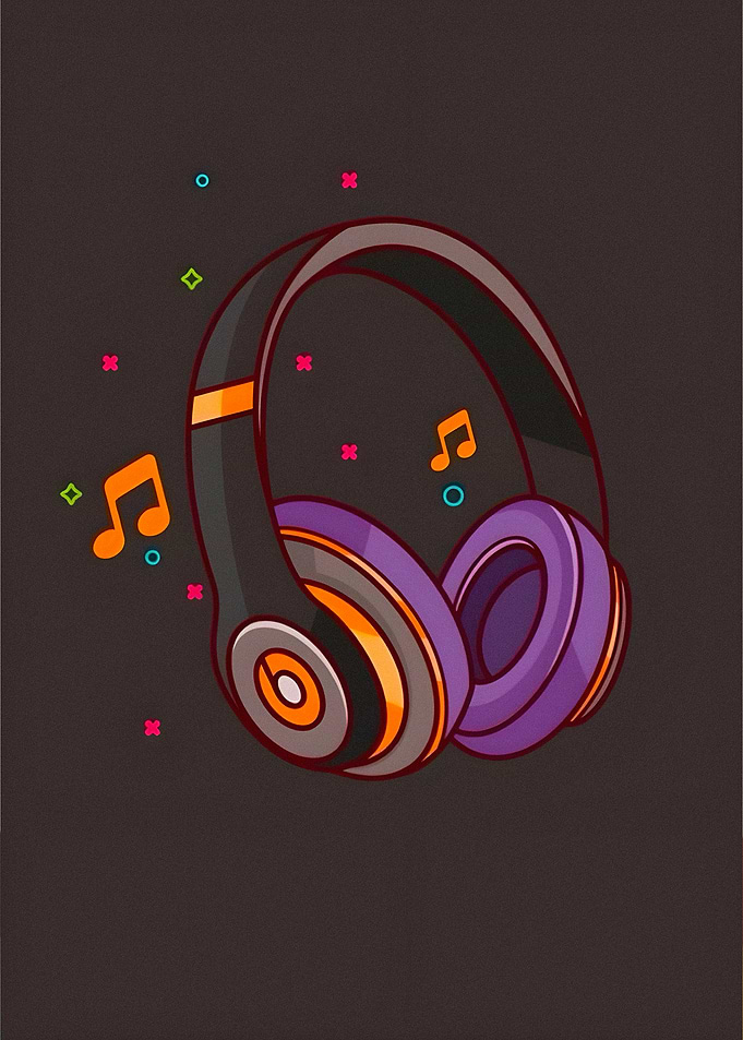 Headphones with Music Notes