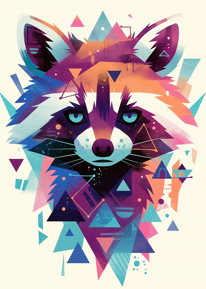 Geometric Raccoon Portrait