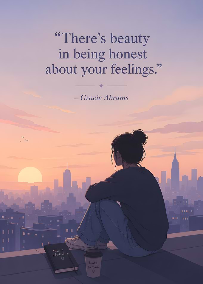Woman on Rooftop Overlooking City at Sunset