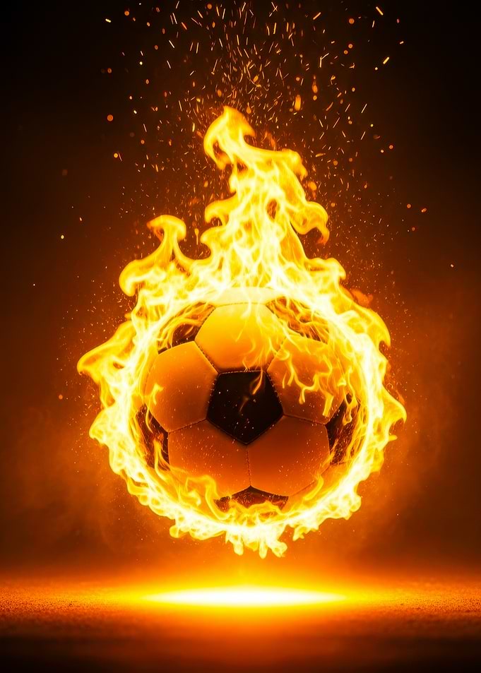 Soccer ball on fire
