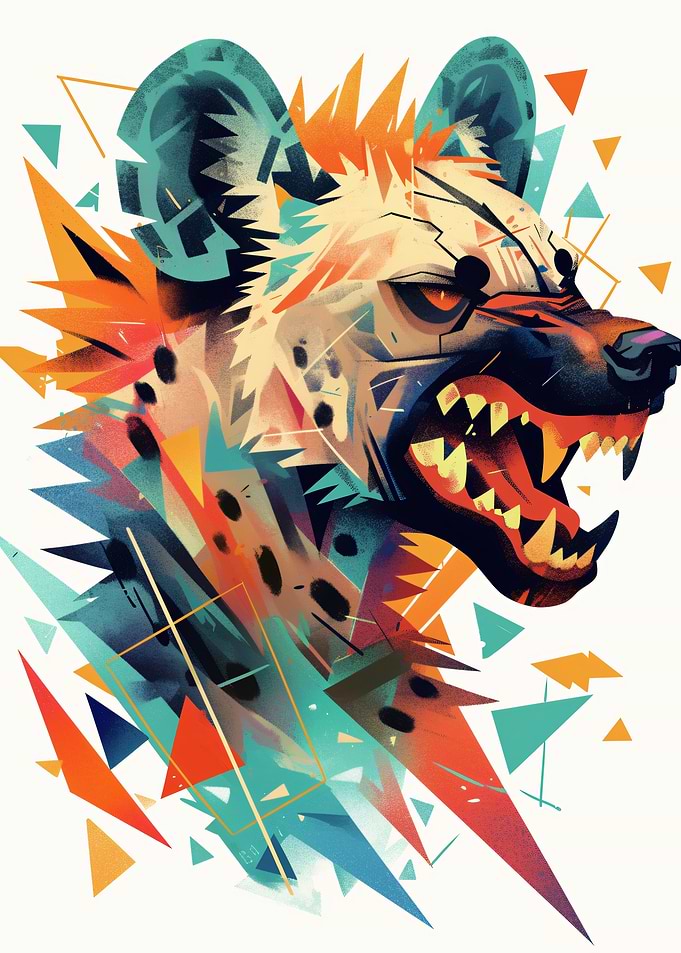 Aggressive Hyena with Geometric Patterns