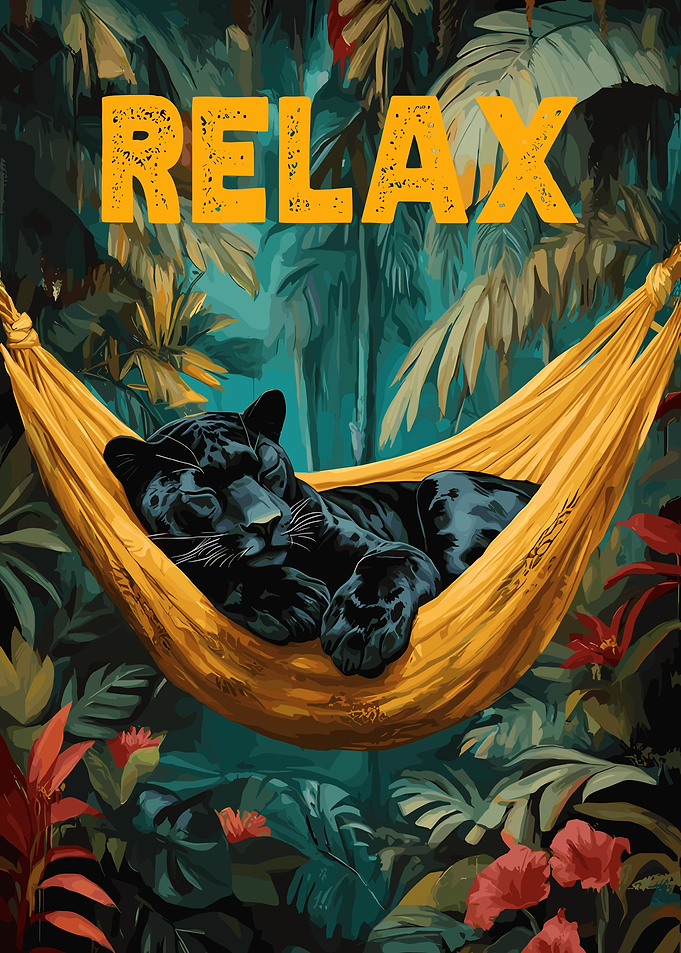 Black Panther Relaxing in Hammock
