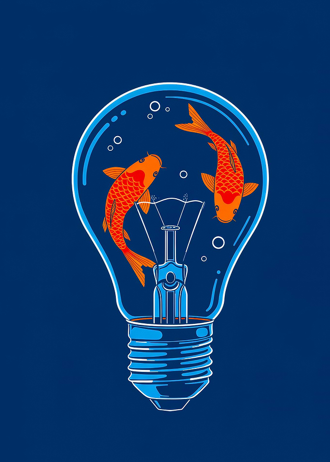 Koi Fish in a Lightbulb