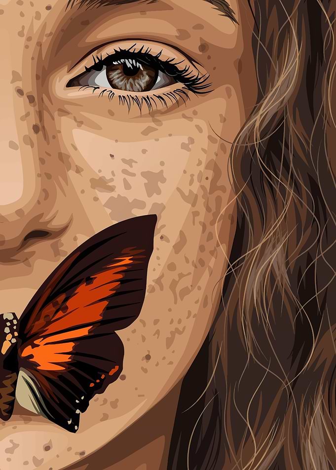 Woman with Butterfly on Face