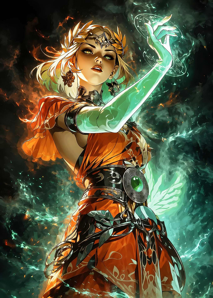 Fantasy Sorceress Casting Magic