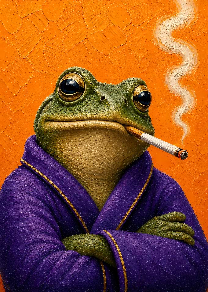Frog in a Robe Smoking