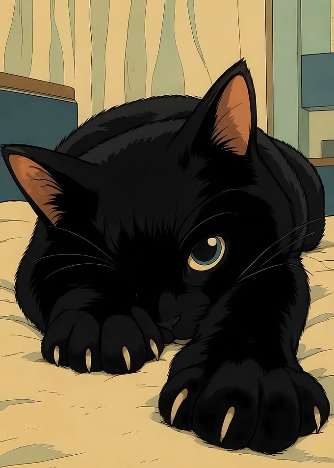 Black Cat Lying Down