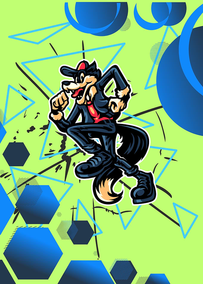Cartoon Wolf in Action Pose