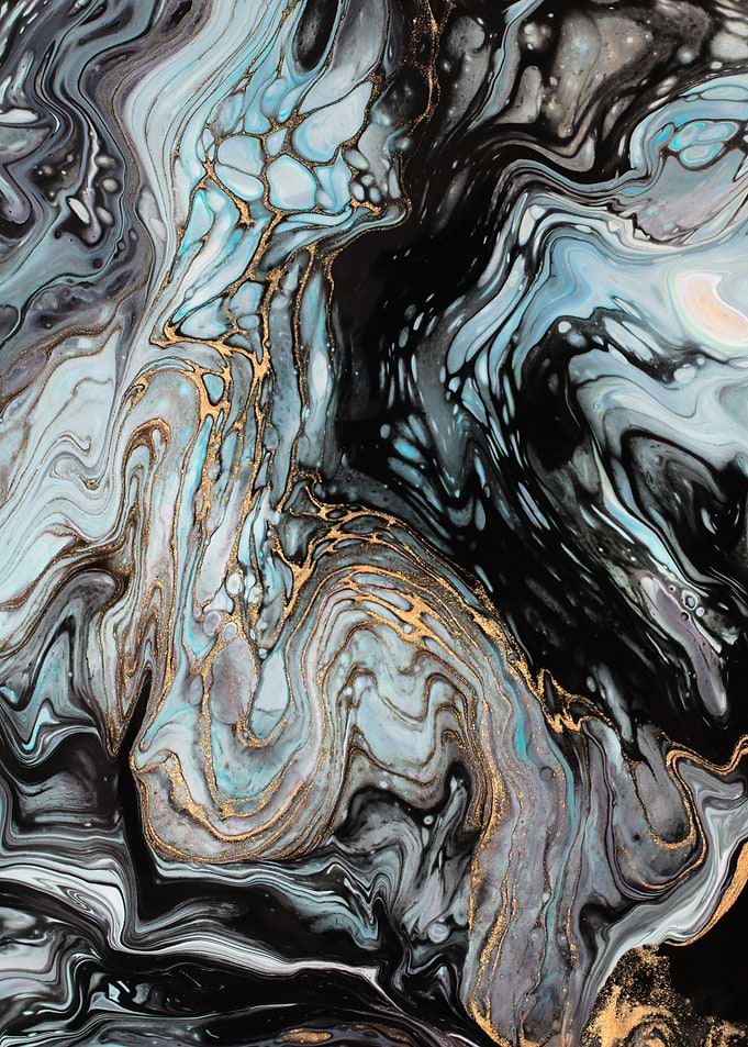 Abstract Marble Swirls with Gold Accents