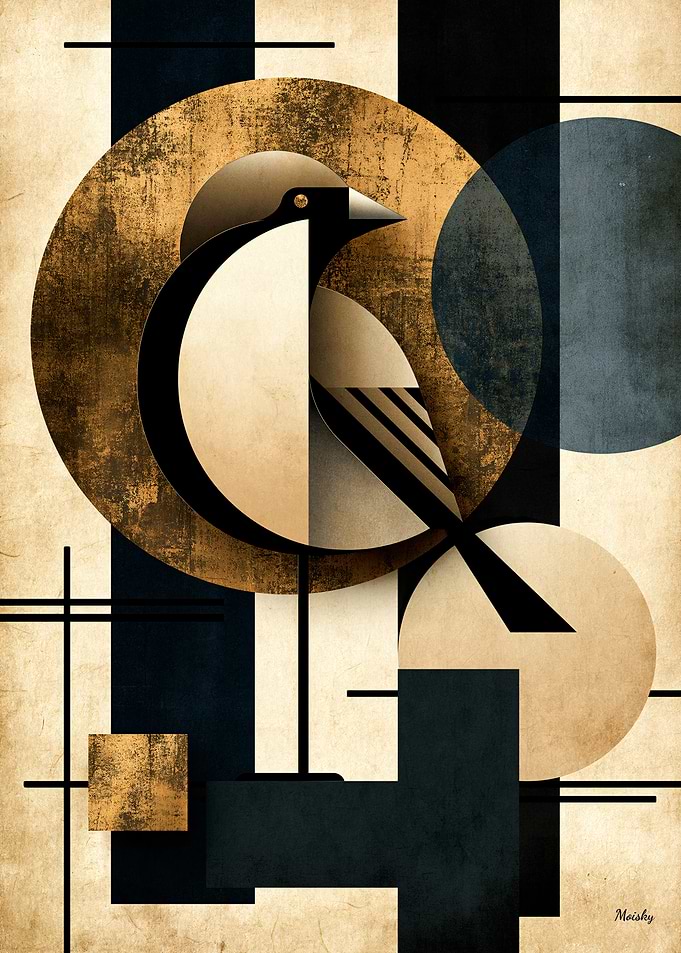 Golden Japandi Uguisu No. 15 – Japanese Geometric Wall Art