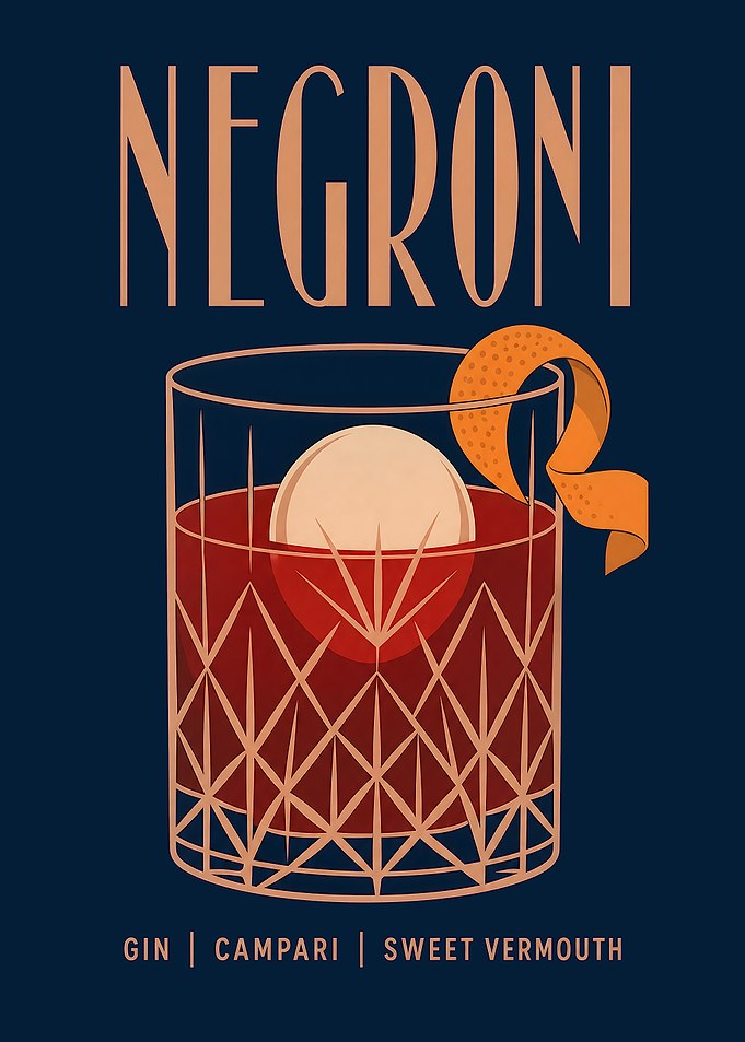 Retro Art Deco Negroni Cocktail