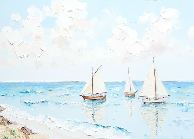 Sailboats on a Blue Ocean