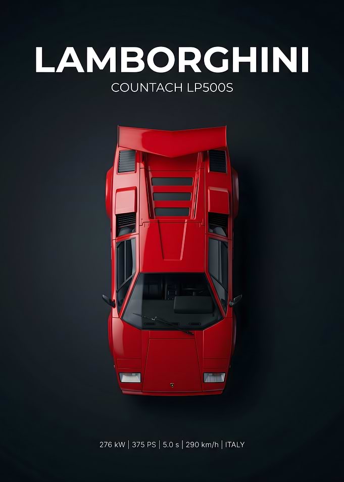 Red Lamborghini Countach LP500S Top View