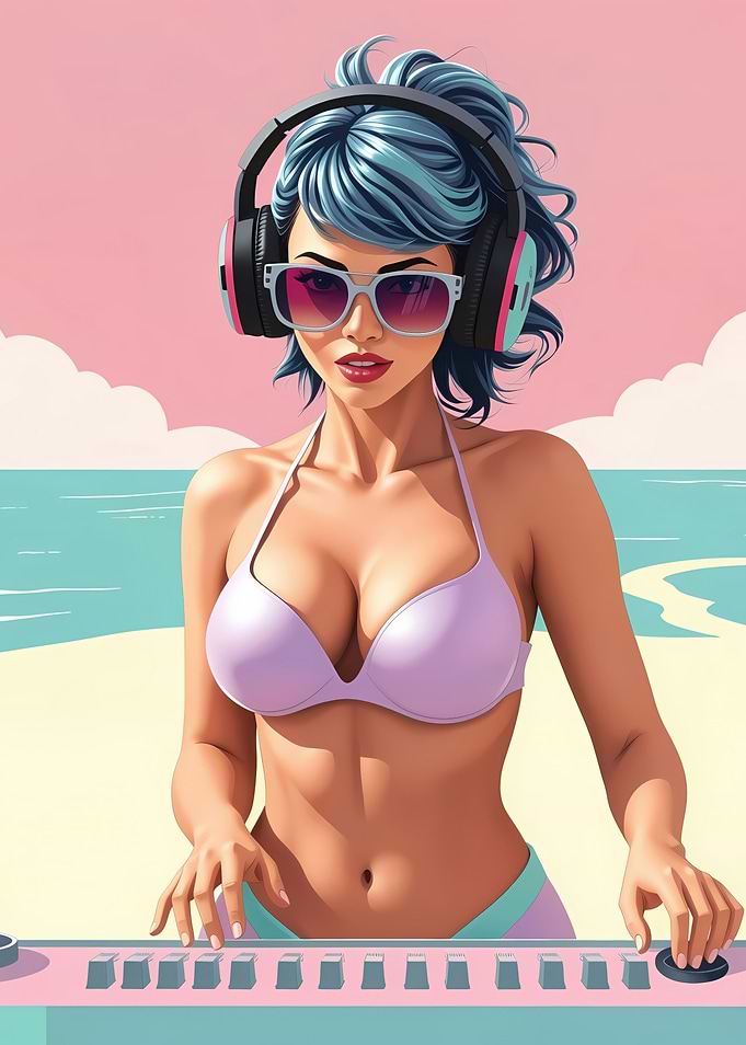 DJ Girl on Beach