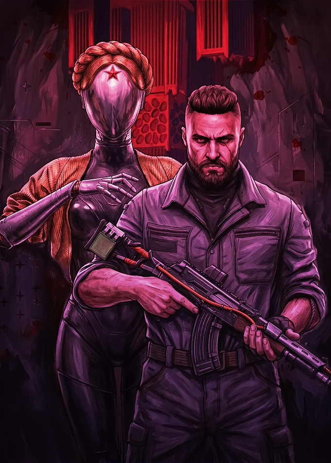 Man and Robot with AK-47