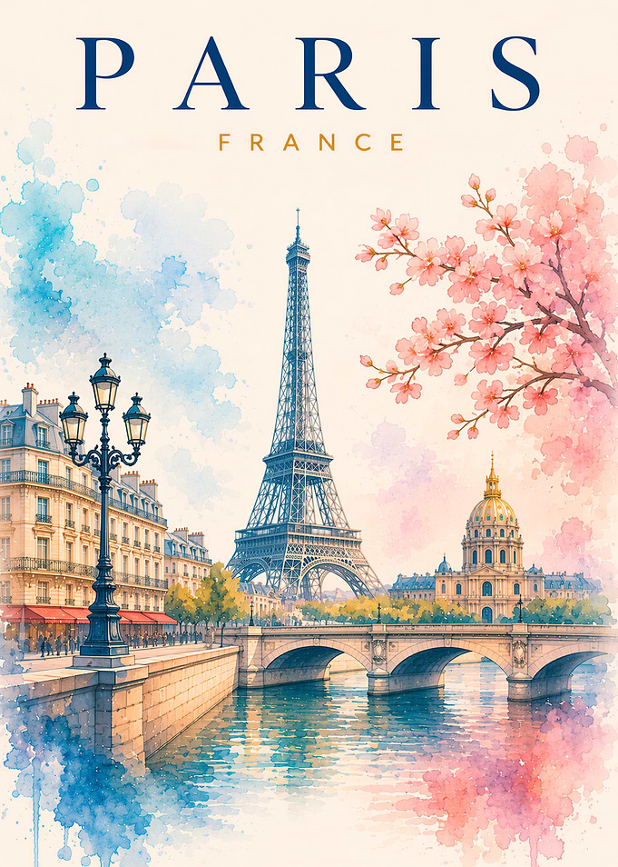 Parisian Scene with Eiffel Tower