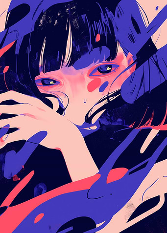 Distressed Anime Girl Portrait