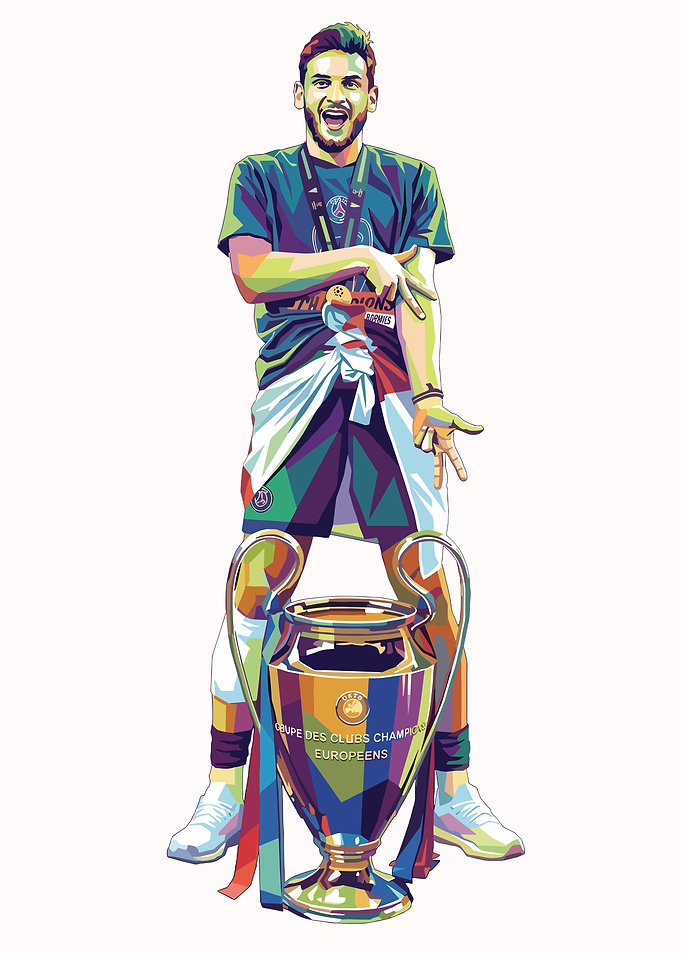 Olivier Giroud with Champions League Trophy