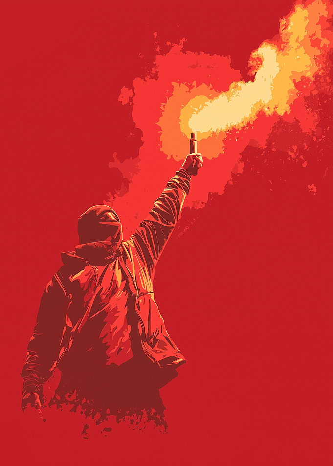 Person holding a flare