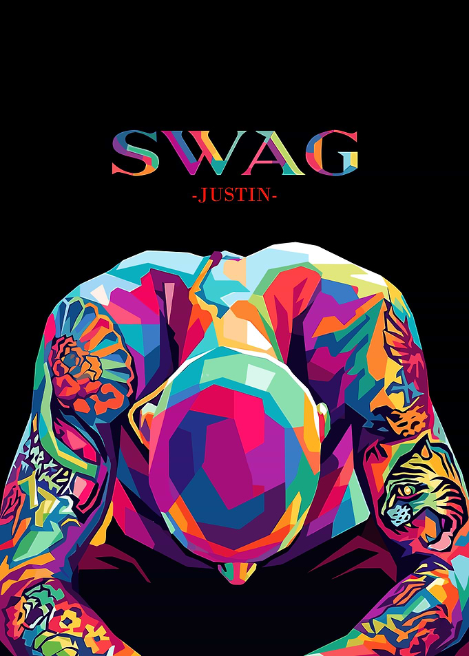 Colorful 'SWAG JUSTIN' WPAP Art