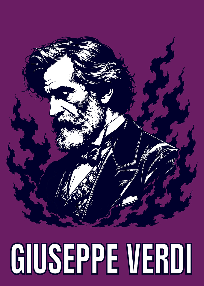 Giuseppe Verdi Portrait with Flames