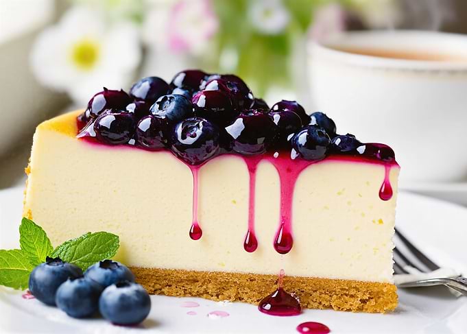 Slice of Blueberry Cheesecake
